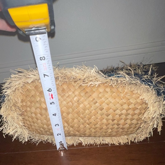 nwt kayu Tan and navy blue stripe Straw Tote Bag - Picture 8 of 8